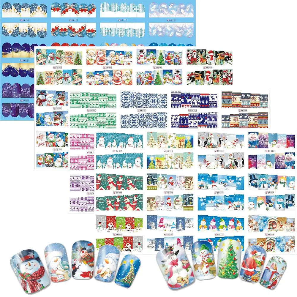 48pcs/set Christmas Snowman Designs Slider Water Transfer Nail Art Stickers For Nails Decal Manicure DIY Tools Kit BN205-252
48pcs/set Christmas Snowman Designs Slider Water Transfer Nail Art Stickers For Nails Decal Manicure DIY Tools Kit BN205-252