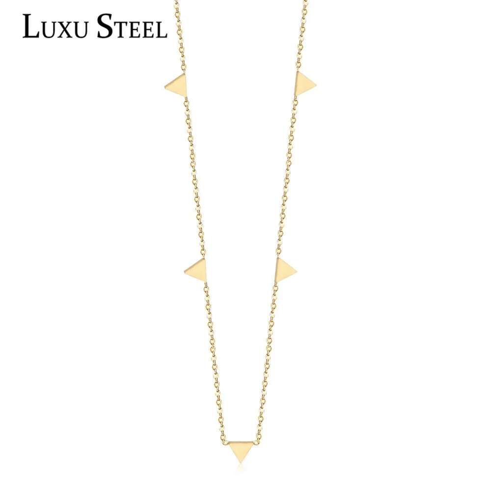 LUXUSTEEL Collars Choker Necklaces Gold/Rose Gold/Silver Stainless Steel 35cm+15cm Extender Chain Necklaces Triangle Pendants
LUXUSTEEL Collars Choker Necklaces Gold/Rose Gold/Silver Stainless Steel 35cm+15cm Extender Chain Necklaces Triangle Pendants