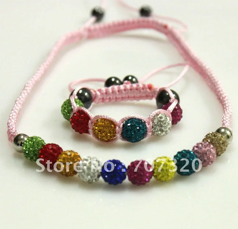 Promotion Kids children's gift colourful shamballa beads bracelet+necklace + Gift bag
Promotion Kids children's gift colourful shamballa beads bracelet+necklace + Gift bag