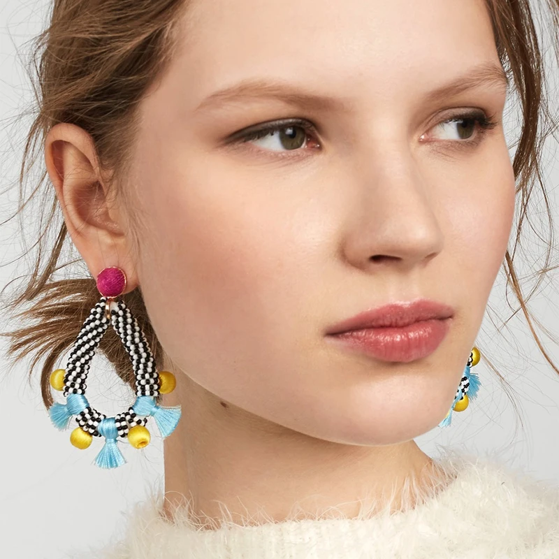 JURAN Ethnic Handmade Tassel Drop Earrings Jewelry Women Bijoux Fashion Multi Color Charm Fringed Statement Earrings for Women
JURAN Ethnic Handmade Tassel Drop Earrings Jewelry Women Bijoux Fashion Multi Color Charm Fringed Statement Earrings for Women
