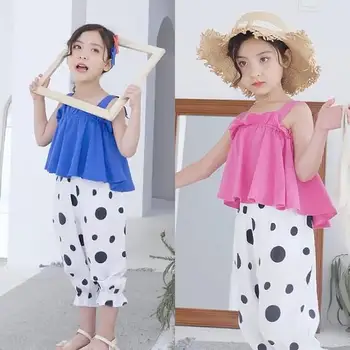 2019 Korean style girls 2 pcs set ruffles vest+dots pants fashion summer girls suit 3-8t B674
2019 Korean style girls 2 pcs set ruffles vest+dots pants fashion summer girls suit 3-8t B674