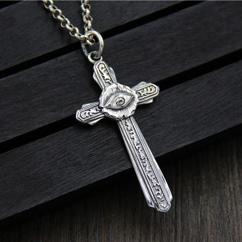 925 Sterling Silver Jewelry Pendants Retro Thai Silver Sky Eye Cross Pendant for Women Men Personality Jewelry
925 Sterling Silver Jewelry Pendants Retro Thai Silver Sky Eye Cross Pendant for Women Men Personality Jewelry