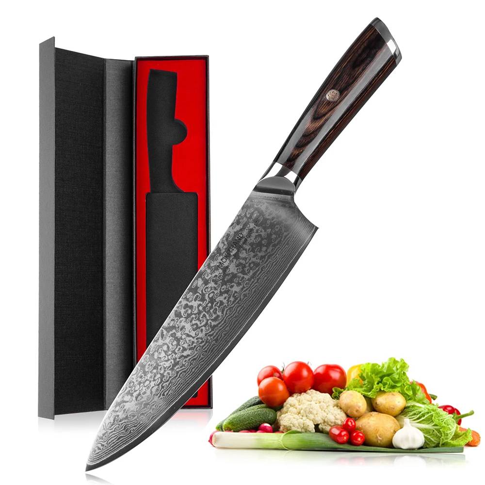 Mokithand 8 inch Damascus Chef Knives Sharp VG10 Japanese Kitchen Knife Professional 67 Layer Japan Knife with Pakka Handle
Mokithand 8 inch Damascus Chef Knives Sharp VG10 Japanese Kitchen Knife Professional 67 Layer Japan Knife with Pakka Handle