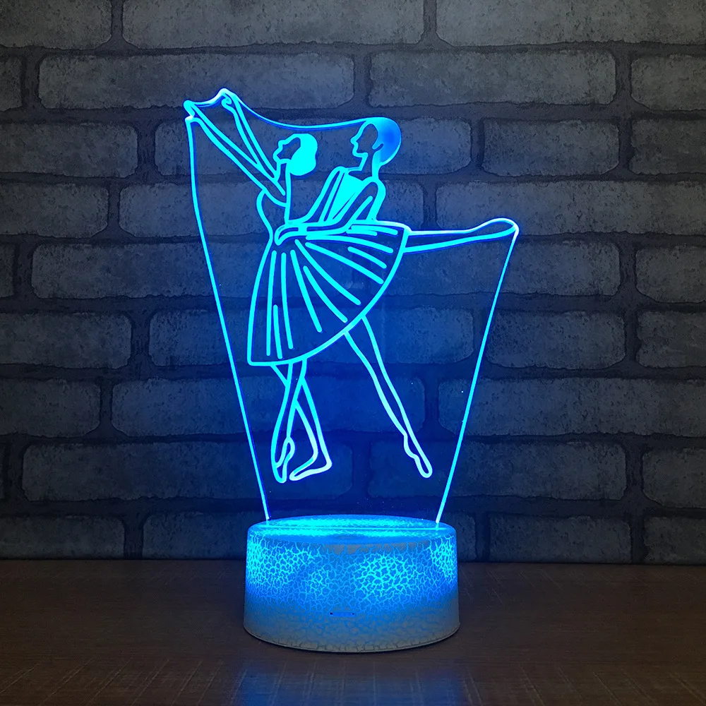 Couple Ballet Dancer 3D LED RGB Night Light 7 Color Change Desk Action Figures 226 Boys Girls Christmas Toys | Игрушки и хобби