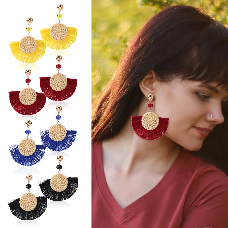 HOCOLE Bohemian Tassel Earring Statement Ethnic Rattan Knit Silk Fabric Tassel Drop Dangle Earrings For Women Fashion Jewelry
HOCOLE Bohemian Tassel Earring Statement Ethnic Rattan Knit Silk Fabric Tassel Drop Dangle Earrings For Women Fashion Jewelry