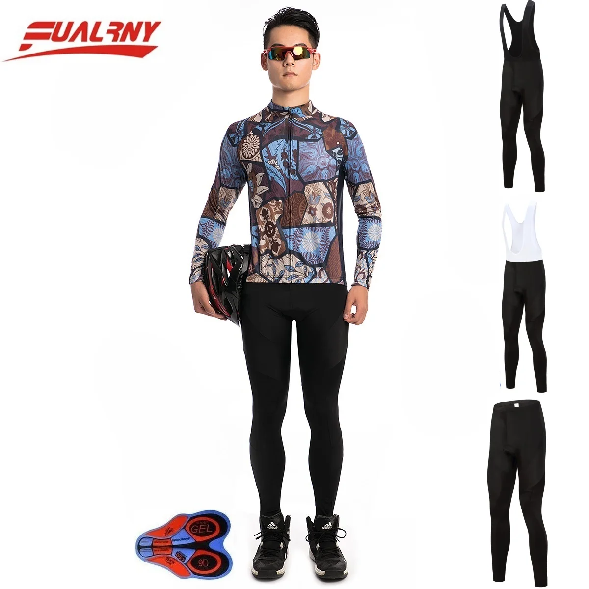 2018 NEW Team FUALRNY Long sleeve Ropa Ciclismo Cycling Jersey set 9D/Autumn Mountian/MTB Bike Clothes For Man Stitching pattern