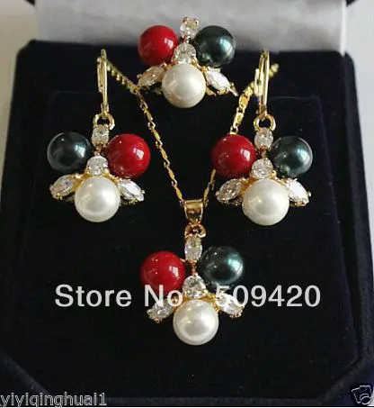 

New Beautiful color shell pearl pendant necklace earrings ring