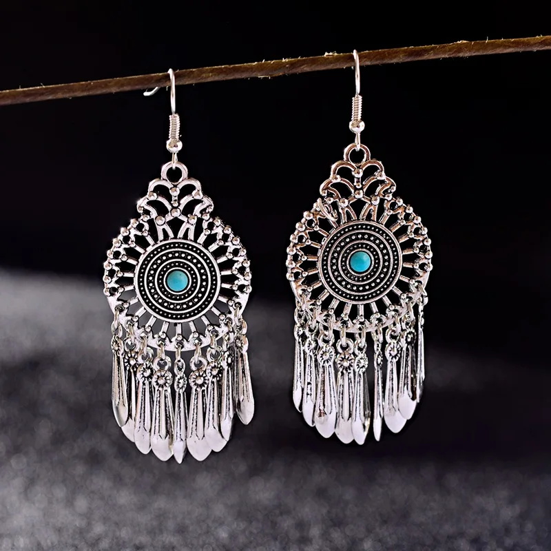 Ethnic Women Silver Flower Dangle Earrings Jhumka Indian Earrings Vintage Drop Earring Tassel Palace Stone Beads Orecchini Donna
Ethnic Women Silver Flower Dangle Earrings Jhumka Indian Earrings Vintage Drop Earring Tassel Palace Stone Beads Orecchini Donna