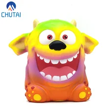 Criativo dos desenhos animados demônio colorido squishy lento subindo brinquedos de aperto dia das bruxas grande orelha monstro menino menina brinquedos presente 11*7.5 cm(China)