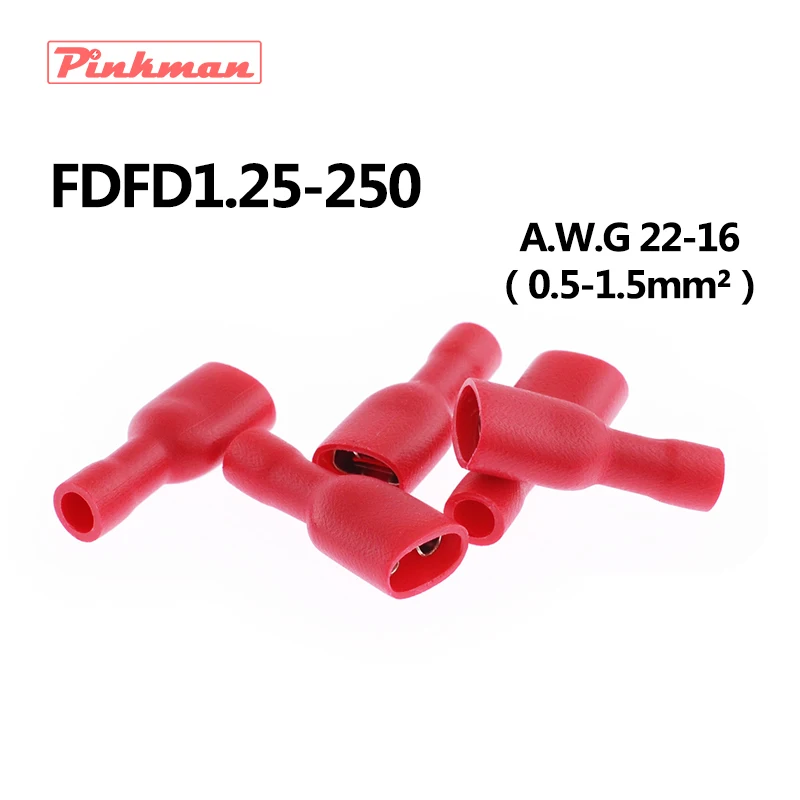 FDFD1-250 FDFD1.25-250 Female Insulated Electrical Crimp Terminal Connectors for 0.5-1.5mm2 AWG 22-16 Cable Wire Connect
FDFD1-250 FDFD1.25-250 Female Insulated Electrical Crimp Terminal Connectors for 0.5-1.5mm2 AWG 22-16 Cable Wire Connect