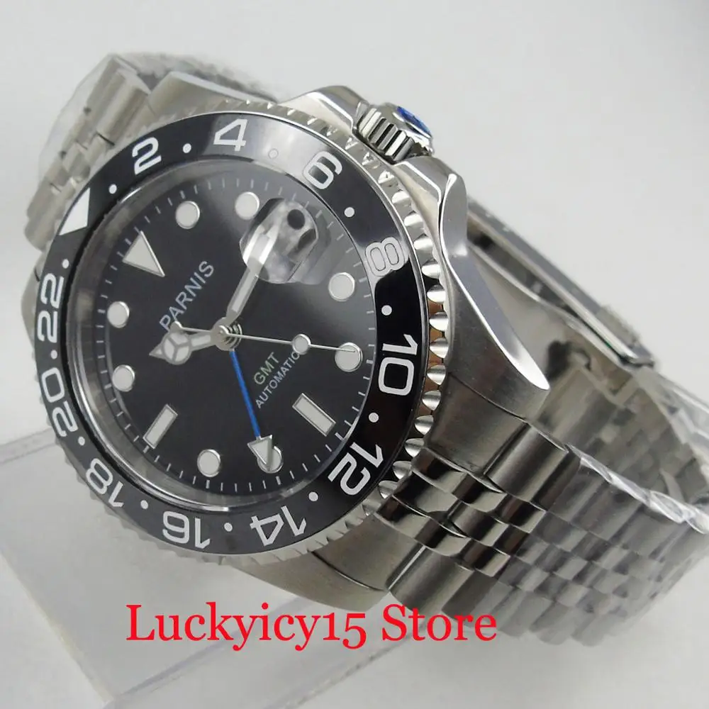 PARNIS GMT Function Self Winding Men's Watch Automatic MINGZHU 3804 Movement Silver Case And 20mm width Mental Strap
PARNIS GMT Function Self Winding Men's Watch Automatic MINGZHU 3804 Movement Silver Case And 20mm width Mental Strap