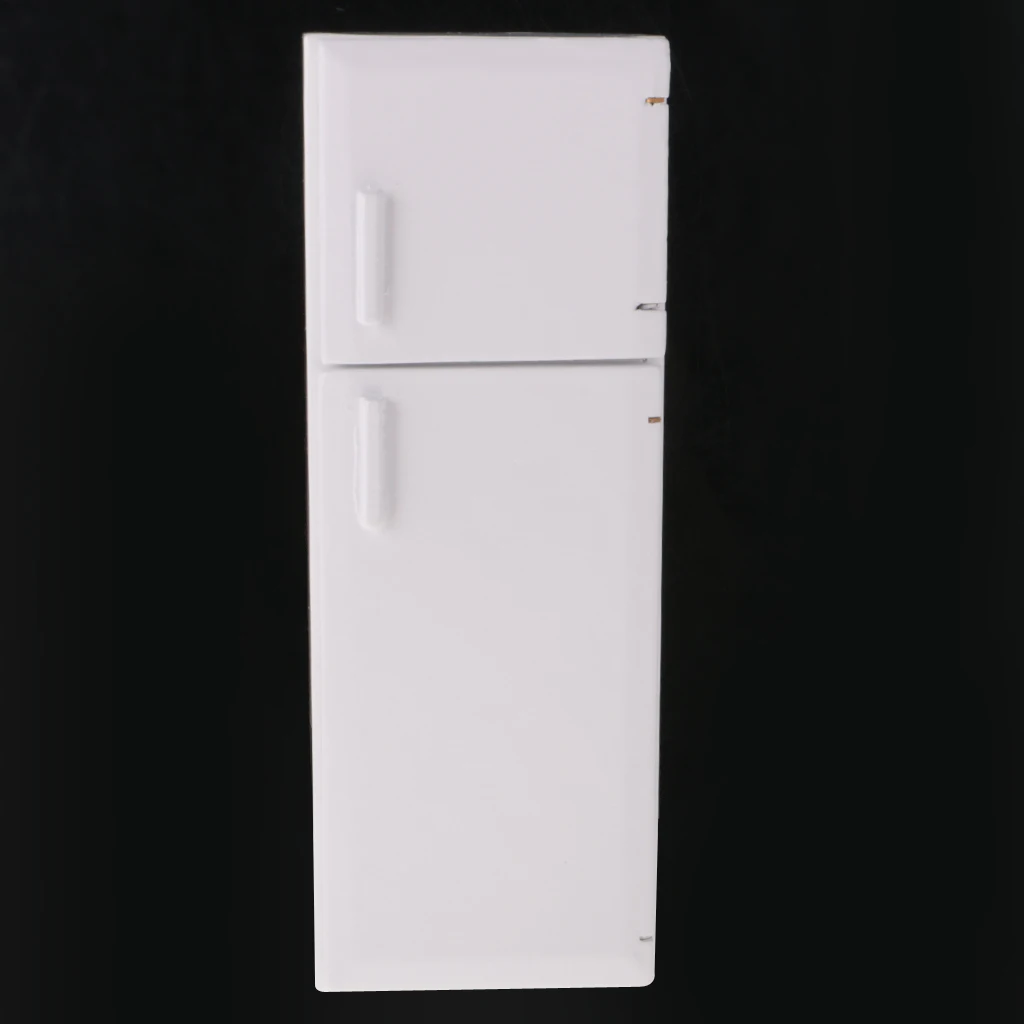 1/12 Dollhouse Miniature Kitchen White Wooden Fridge Refrigerator Freezer 1:12 Doll House Decor Classic Toys for Child Kids Gift
