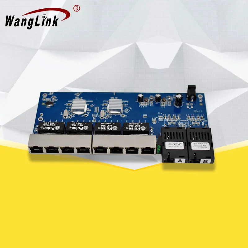 Gigabit fiber switch 8*RJ45 port 2 fiber port Single fiber 1310nm / 1550nm 1.25G fiber media converter PCB board
Gigabit fiber switch 8*RJ45 port 2 fiber port Single fiber 1310nm / 1550nm 1.25G fiber media converter PCB board
