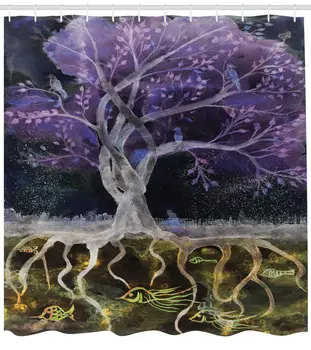 Tree of Life Decor Shower Curtain Set, Psychedelic Magical Mysterious Tree at Night with Birds and Fishes and Birds Life Home
Tree of Life Decor Shower Curtain Set, Psychedelic Magical Mysterious Tree at Night with Birds and Fishes and Birds Life Home