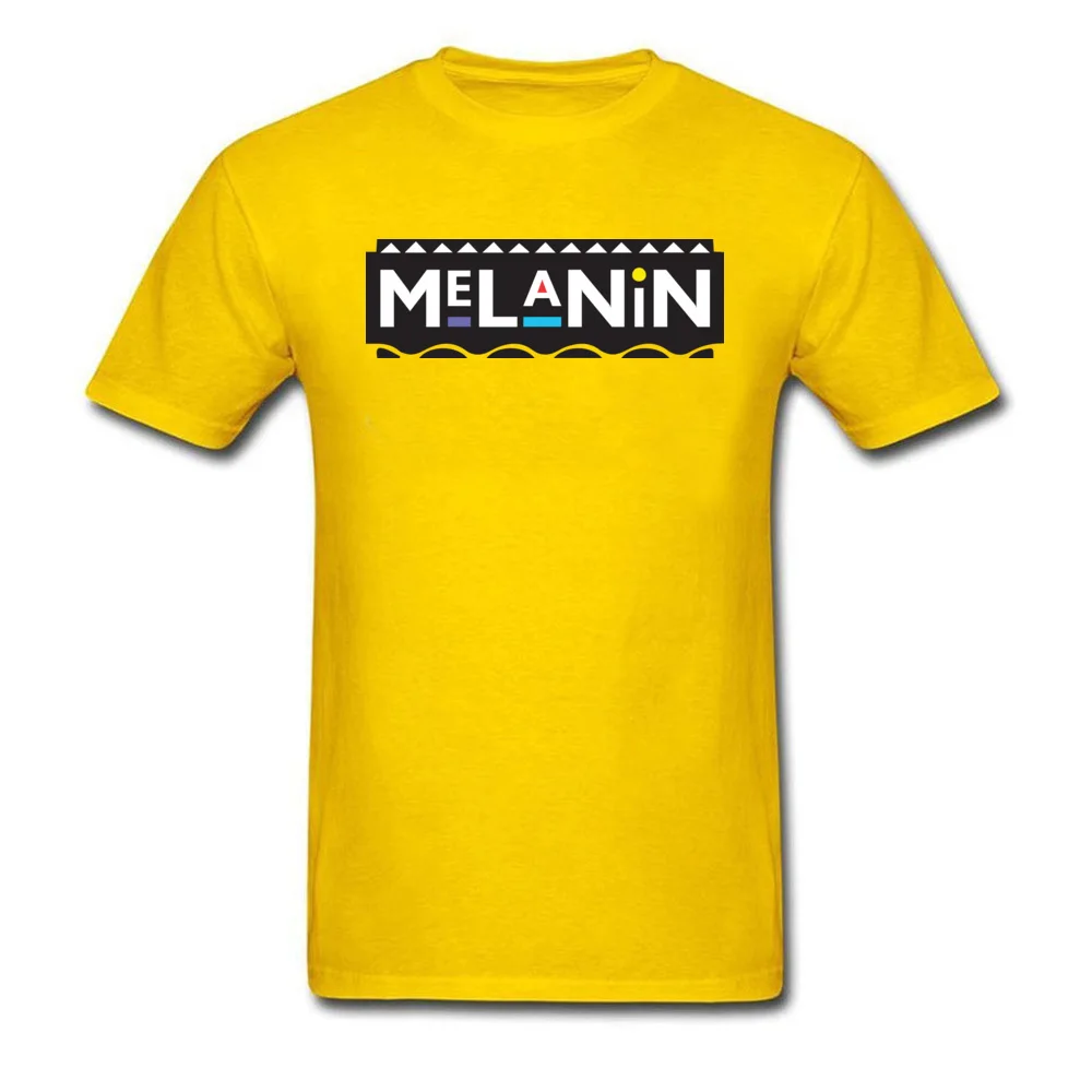 Melanin Comics T-shirts for Men 100% Cotton Summer Autumn Tops T Shirt Street Sweatshirts Short Sleeve Funny Crew Neck Melanin yellow