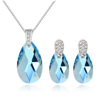 Luxury Bridal Jewelry Sets Real Crystal From Swarovski Water Drop Wedding Necklace Set Blue Earrings For Women Elegant Jewellery
Luxury Bridal Jewelry Sets Real Crystal From Swarovski Water Drop Wedding Necklace Set Blue Earrings For Women Elegant Jewellery