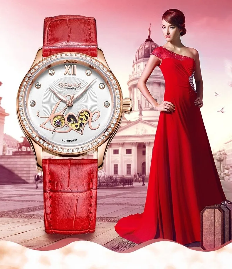 GUANQIN Watch Women Luxury Automatic Watches LOVE Shape MIYOTA Mechanical Movement Purple Sapphire 50 m Waterproof Leather Clock (4)