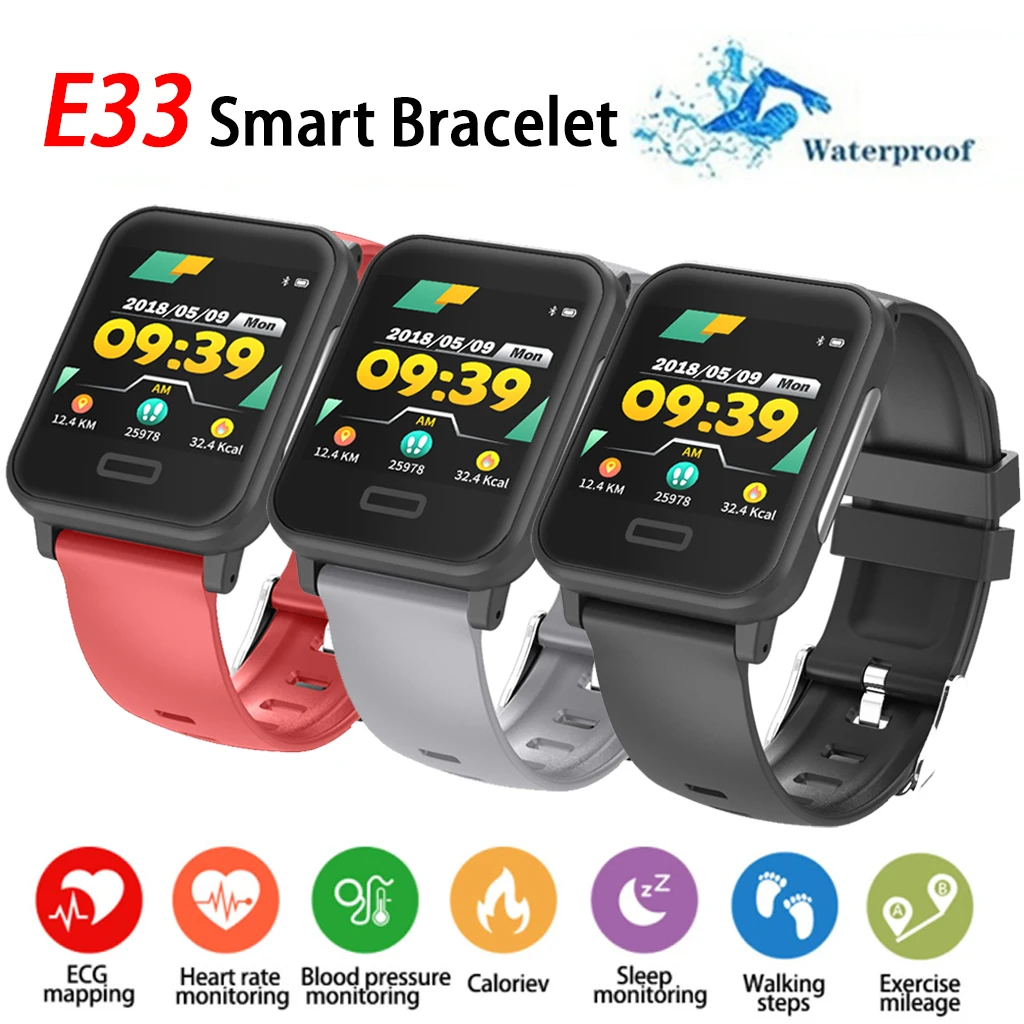 E33 Smart Bracelet Fitness Tracker Smart Band With Heart rate Blood Pressure ECG Monitor IP67 Waterproof Bluethooth Wristband
E33 Smart Bracelet Fitness Tracker Smart Band With Heart rate Blood Pressure ECG Monitor IP67 Waterproof Bluethooth Wristband