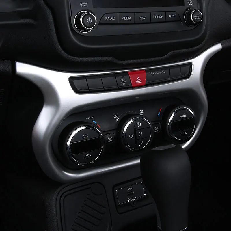 For Jeep Renegade 2015 2016 2017 ABS Matte Car Interior Air Conditioning Switch Decoration Frame accessories Cover Trim sticker
For Jeep Renegade 2015 2016 2017 ABS Matte Car Interior Air Conditioning Switch Decoration Frame accessories Cover Trim sticker