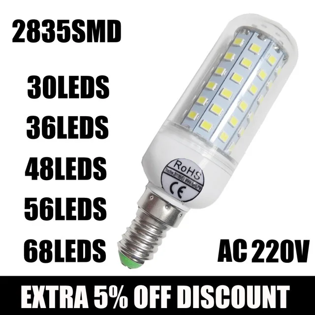 Hot Wholesale Full NEW 2835 SMD LED Corn Bulb 220V LED lamp E27 E14 30/36/ 48/ 56/ 68leds led candle bulb
Hot Wholesale Full NEW 2835 SMD LED Corn Bulb 220V LED lamp E27 E14 30/36/ 48/ 56/ 68leds led candle bulb