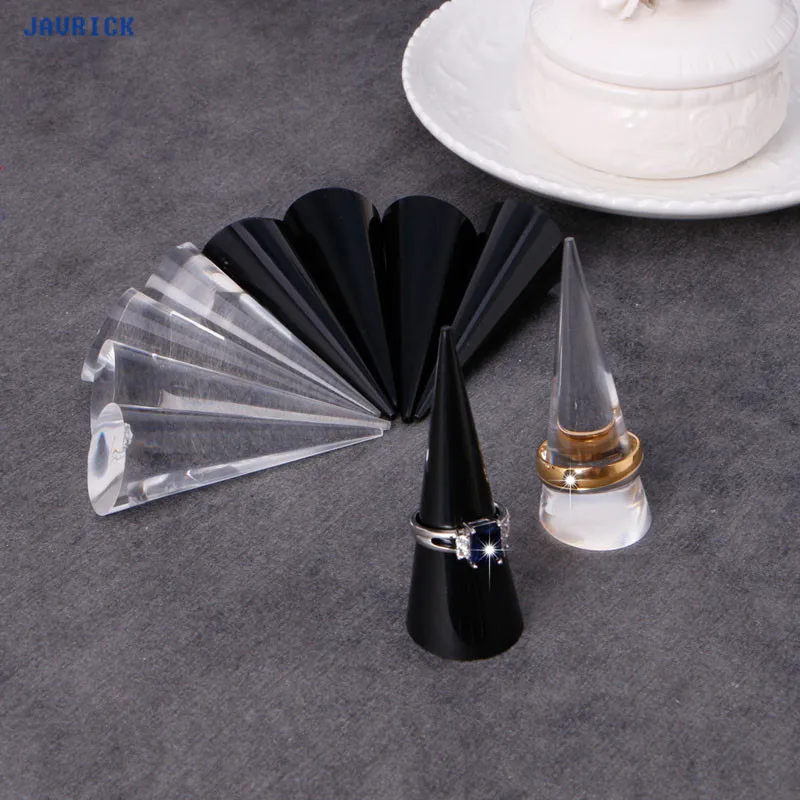 

JAVRICK 1pc Acrylic Finger Cone Ring Stand Jewelry Display Holder Show Case Organizer