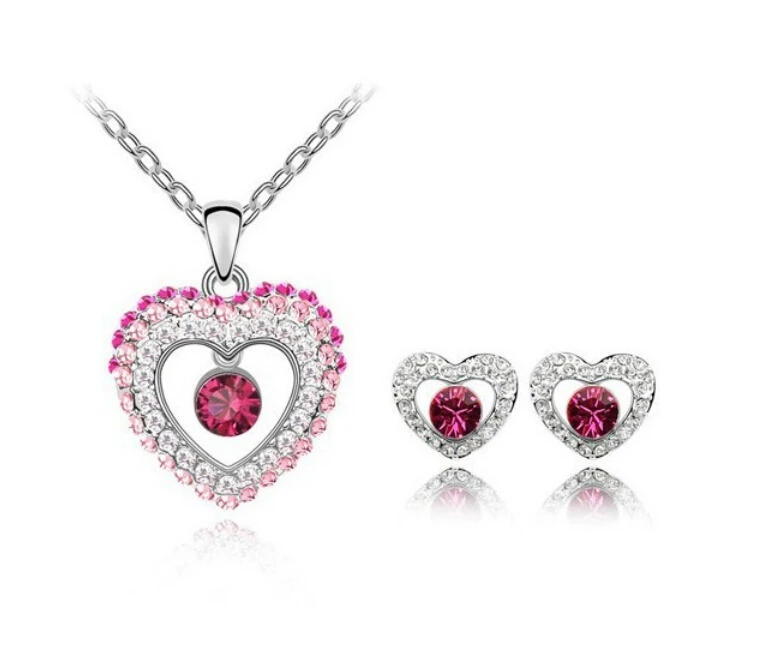 OMH wholesale fashion 18 KT white gold Austrian crystals princess heart Jewelry sets 4 color Necklace + Earrings TZ207
OMH wholesale fashion 18 KT white gold Austrian crystals princess heart Jewelry sets 4 color Necklace + Earrings TZ207