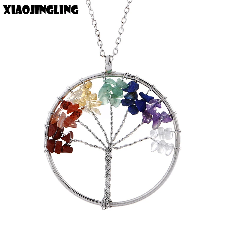 XIAOJINGLING 7 Chakra Tree Of Life Pendant Necklaces Fashion Color Crystal Link Chain Necklace Trendy Women Men Jewelry Gift
XIAOJINGLING 7 Chakra Tree Of Life Pendant Necklaces Fashion Color Crystal Link Chain Necklace Trendy Women Men Jewelry Gift