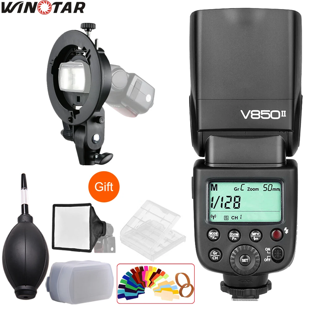 Godox V850II 2.4G wireless 1/8000s Li-ion Battery Flash+Bowens S-Type Bracket for Canon Nikon Sony Fuji Olympus Panasonic Camera
Godox V850II 2.4G wireless 1/8000s Li-ion Battery Flash+Bowens S-Type Bracket for Canon Nikon Sony Fuji Olympus Panasonic Camera