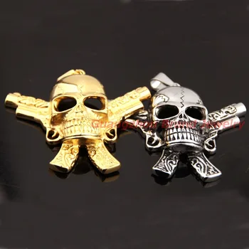 Punk Charming Silver or Gold color Stainless Steel Men's Boy's Skull With Gun Pendant Necklace White Stone Collares Pentagrama
Punk Charming Silver or Gold color Stainless Steel Men's Boy's Skull With Gun Pendant Necklace White Stone Collares Pentagrama