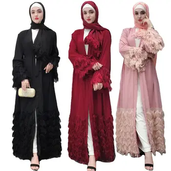 Kimono Abaya Dubai Open Front Kaftan Muslim Women Feather Long Cardigan Islamic Maxi Party Dress Arab Jilbab Robe Gown Clothing
Kimono Abaya Dubai Open Front Kaftan Muslim Women Feather Long Cardigan Islamic Maxi Party Dress Arab Jilbab Robe Gown Clothing