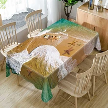 3d Tablecloth Comfortable Waterproof Home Beach The Sea Starfish-Pattern Scenery Natural