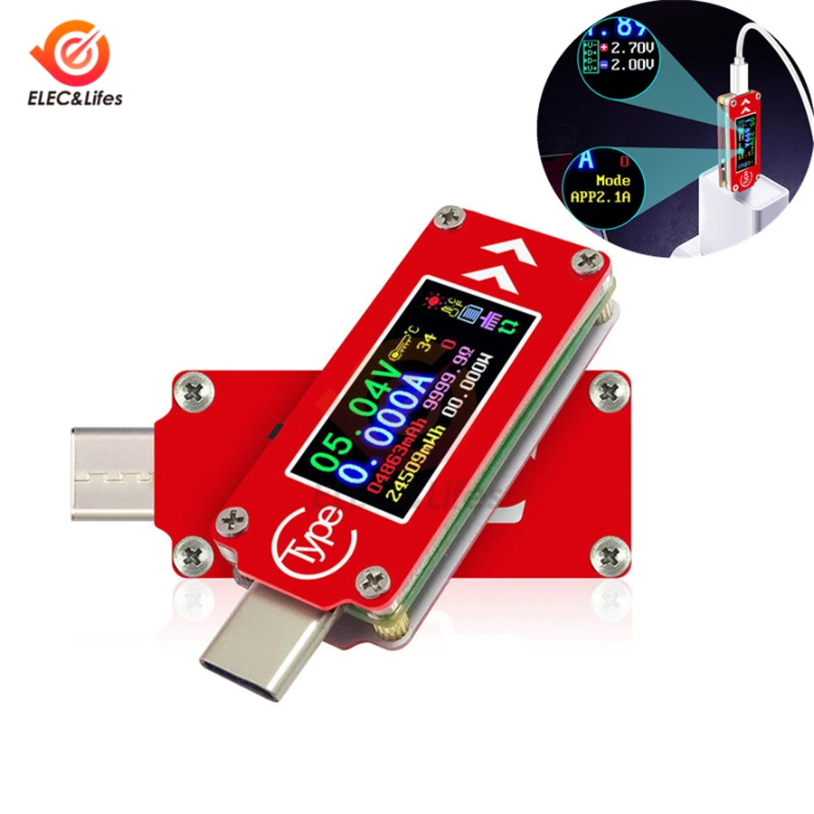 TC64 Type-C Digital Voltmeter ammeter Color LCD Display voltage current meter Temperature Capacity Energy USB Tester QC2.0 QC3.0
TC64 Type-C Digital Voltmeter ammeter Color LCD Display voltage current meter Temperature Capacity Energy USB Tester QC2.0 QC3.0