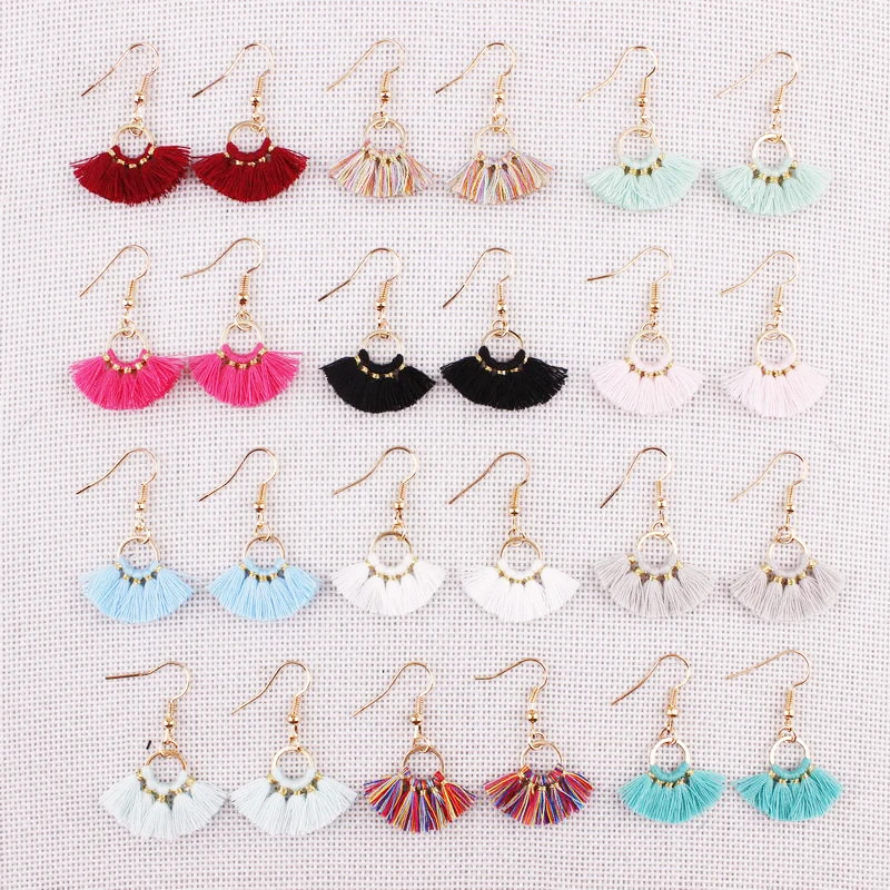 Ethnic Gold Mini Cotton Fringe Tassel Drop Earrings 2018 Women Statement 12 Colors Bohemian Earrings Fashion Handmade Jewelry
Ethnic Gold Mini Cotton Fringe Tassel Drop Earrings 2018 Women Statement 12 Colors Bohemian Earrings Fashion Handmade Jewelry