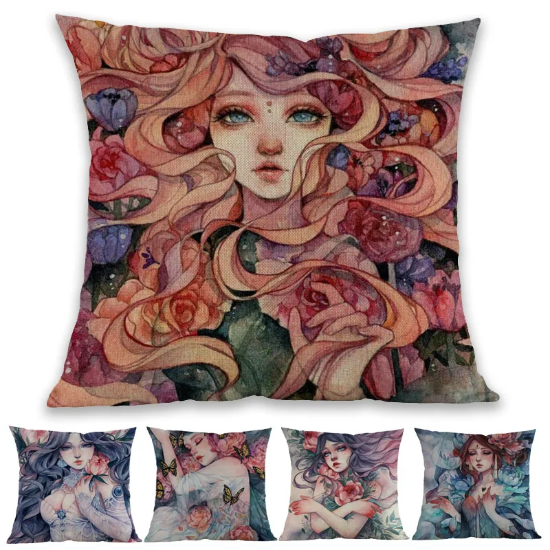 Watercolor Style Cartoon Long Hair Beautiful Sexy Dream Girl And Flowers Floral Pillow Case Home Sofa Decoration Cushion Cover
Watercolor Style Cartoon Long Hair Beautiful Sexy Dream Girl And Flowers Floral Pillow Case Home Sofa Decoration Cushion Cover