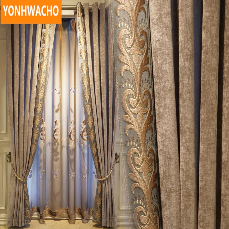 Custom curtains luxury Simple modern chenille living room embroidered coffee cloth blackout curtain tulle drape B043
Custom curtains luxury Simple modern chenille living room embroidered coffee cloth blackout curtain tulle drape B043