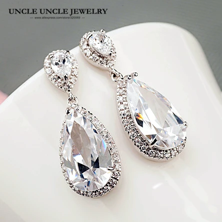 Elegant Teardrop Shape Earring White Gold Color AAA+ Clear Zirconia Fully Micro Set Woman Drop Earrings Wholesale Bridal Jewelry
Elegant Teardrop Shape Earring White Gold Color AAA+ Clear Zirconia Fully Micro Set Woman Drop Earrings Wholesale Bridal Jewelry