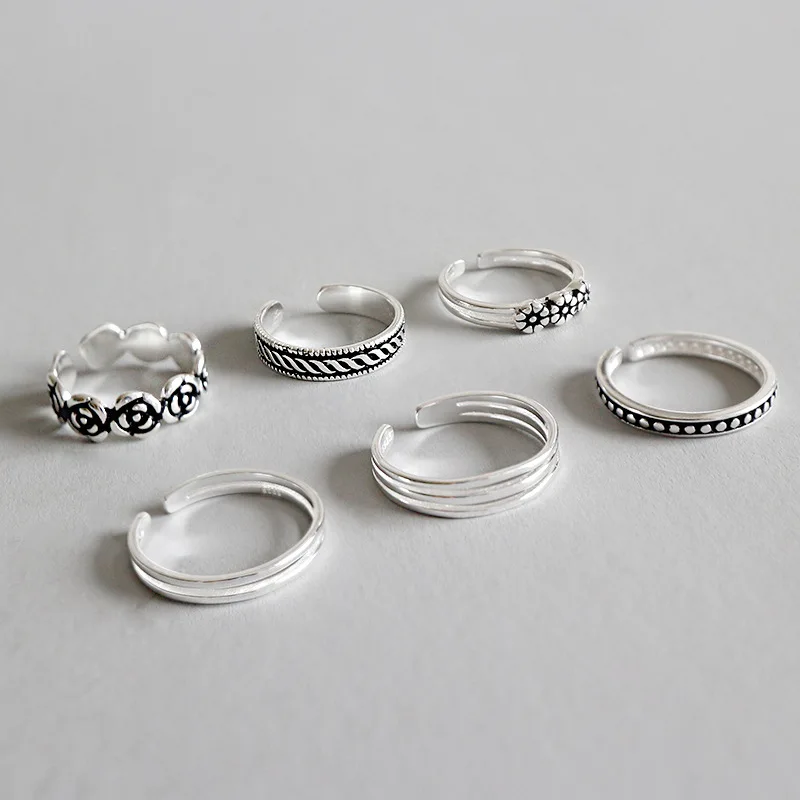 MissYe Korean version S925 Sterling silver ring creativity Old personality Set of six Tail ring
MissYe Korean version S925 Sterling silver ring creativity Old personality Set of six Tail ring