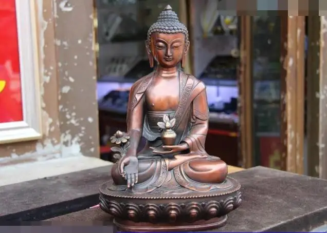S6934 11 Tibet Buddhism Copper Bronze Pharmacist Bhaisajyaguru Sakyamuni Buddha Statue D0318
S6934 11 Tibet Buddhism Copper Bronze Pharmacist Bhaisajyaguru Sakyamuni Buddha Statue D0318