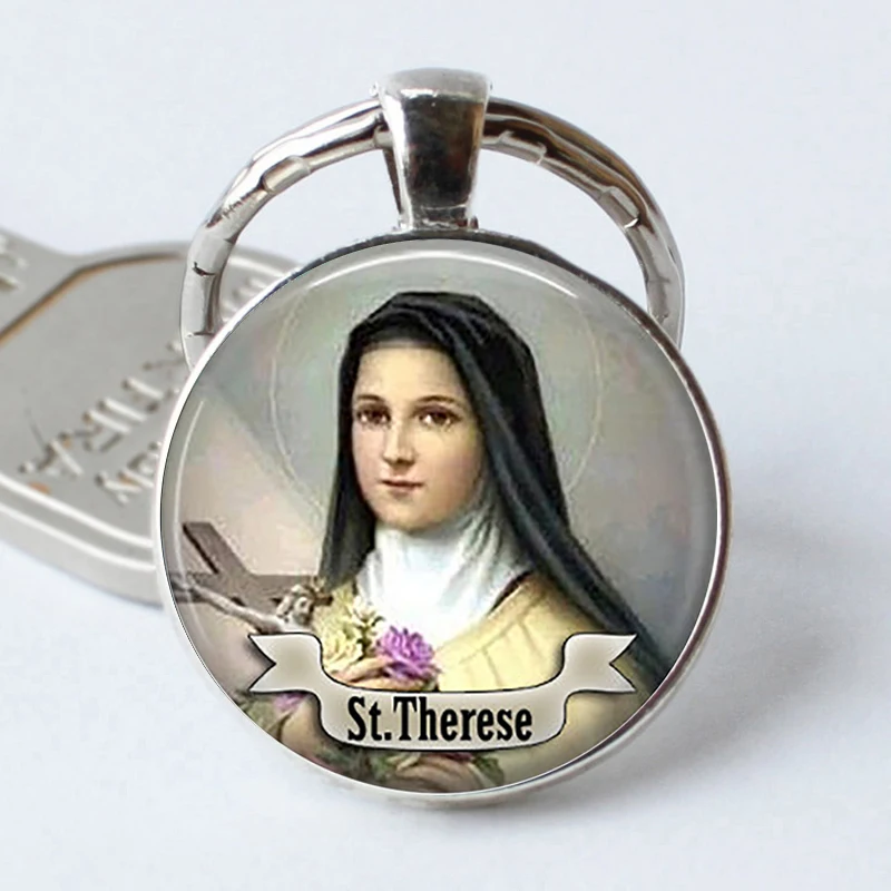 ST THERESE Keychain Religious Medal Saint Custom Keyring Art St Therese Gift Jewelry Religious Cabochon Religious Key Ring Chain
ST THERESE Keychain Religious Medal Saint Custom Keyring Art St Therese Gift Jewelry Religious Cabochon Religious Key Ring Chain