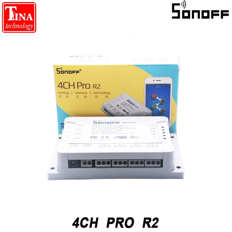 Умный дом Sonoff 4CH Pro 433 МГц РЧ Wi Fi выключатель света 4 Gang 3 режима работы встроенный