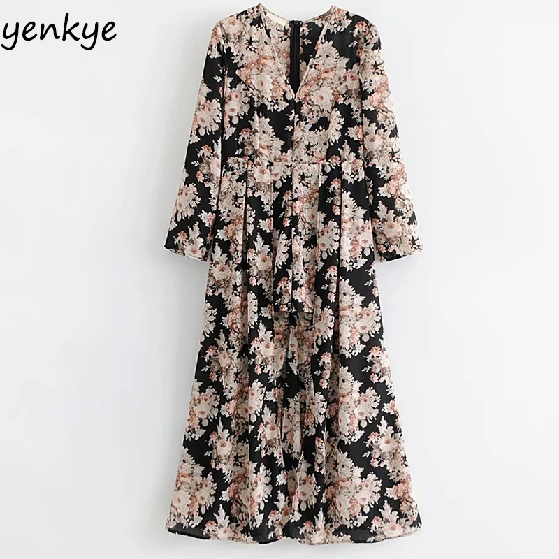 2019 Women Vintage Floral Print Chiffon Summer Dress Lady V Neck Long Sleeve High Waist Sexy Slits Casual Holiday Long Dress
2019 Women Vintage Floral Print Chiffon Summer Dress Lady V Neck Long Sleeve High Waist Sexy Slits Casual Holiday Long Dress