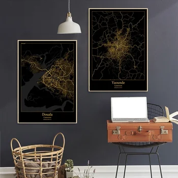 Douala Yaounde Cameroon City Map Black and Gold Map Canvas Art Print Wall Pictures for Living Room No Frame
Douala Yaounde Cameroon City Map Black and Gold Map Canvas Art Print Wall Pictures for Living Room No Frame