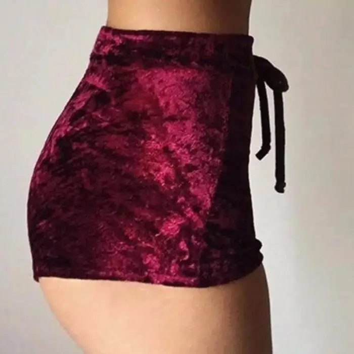 2017 Women Velvet Drawstring Shorts Casual High Waist Spring Summer Sexy Skinny Short Pants FS99 8