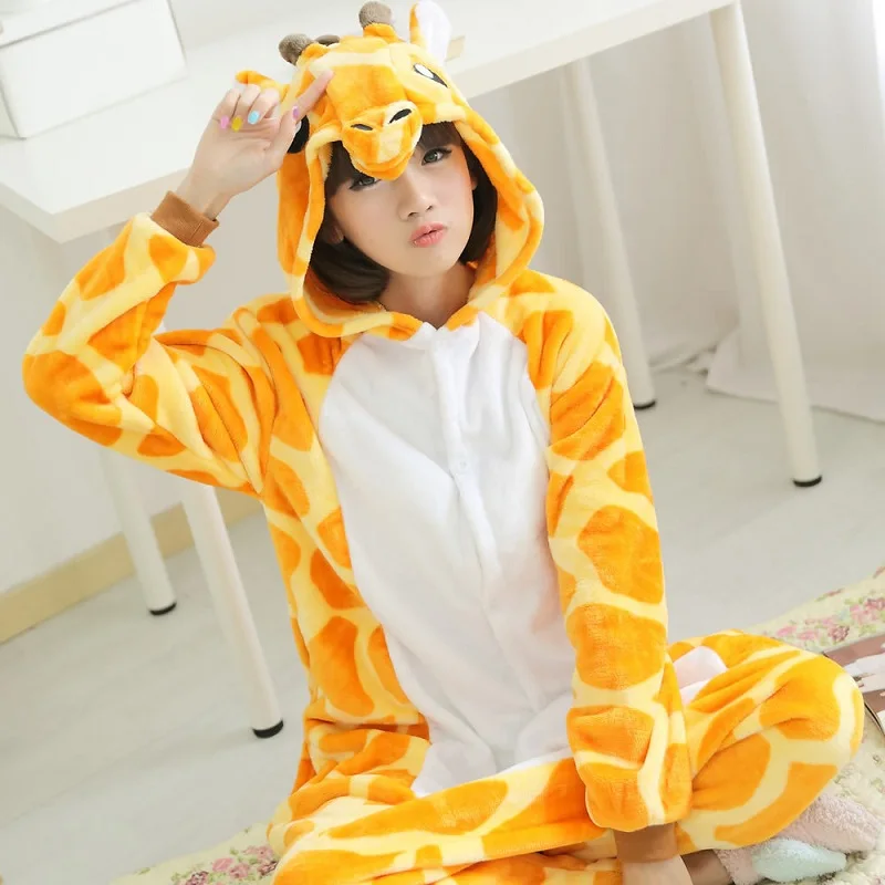 Adult-Flannel-Giraffe-Pajamas-Onesies-Cosplay-Costume-Cartoon-Animal-Children-Sleepwears-Design-For-Toilet