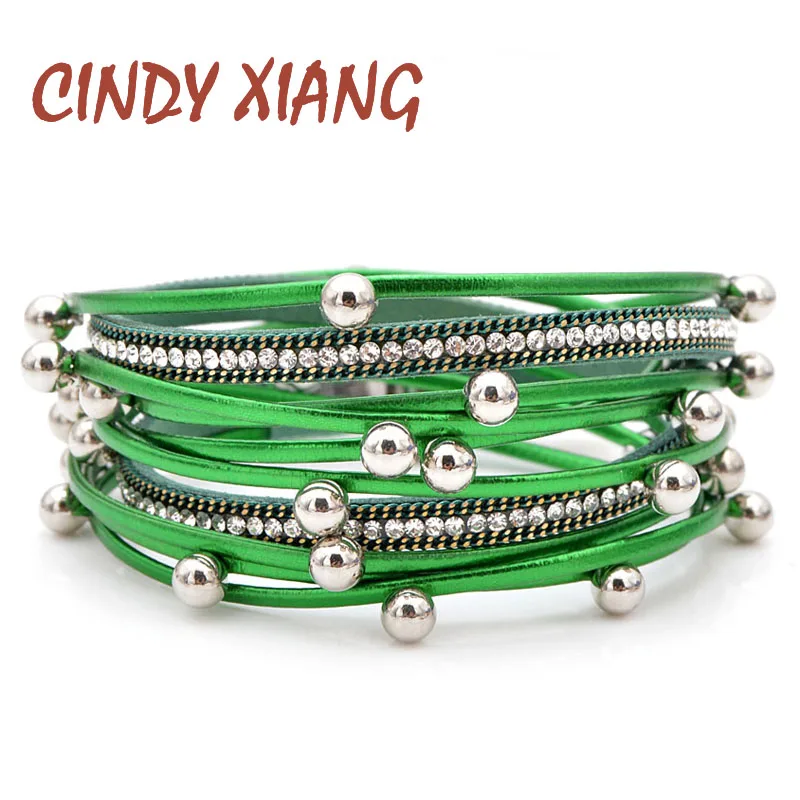 CINDY XIANG 2 Colors Avaibale Rhinestone Leather Bracelets For Women Summer Style Fashion Multi-layer Bangles Cuff Bangle Gift
CINDY XIANG 2 Colors Avaibale Rhinestone Leather Bracelets For Women Summer Style Fashion Multi-layer Bangles Cuff Bangle Gift