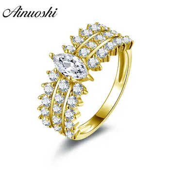 AINUOSHI Trendy Queen Crown Ring 14K Solid White/Yellow Gold Pave Setting Band Marquise Cut Sona Diamond Wedding Engagement Ring
AINUOSHI Trendy Queen Crown Ring 14K Solid White/Yellow Gold Pave Setting Band Marquise Cut Sona Diamond Wedding Engagement Ring