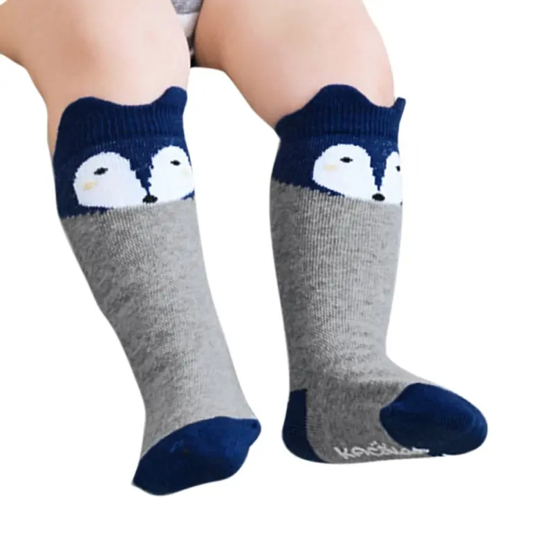 Image 1 Pair Newborn 0 4Years Kids Girl Boy Animal Pattern Anti slip Knee High Baby Socks LL7