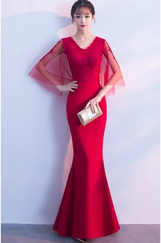 Luxury Evening Gowns V-neck robe de soiree Wine red Lace Mermaid Evening Dresses Long Best Selling
Luxury Evening Gowns V-neck robe de soiree Wine red Lace Mermaid Evening Dresses Long Best Selling