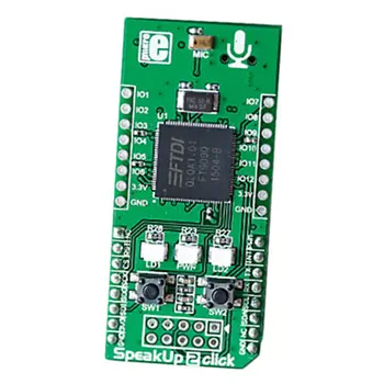 1 pcs x MIKROE-2375 SPEAKUP 2 CLICK FT900, SPQ0410HR5H-B Voice Recognition Audio mikroBUS Click Platform Evaluation Board
1 pcs x MIKROE-2375 SPEAKUP 2 CLICK FT900, SPQ0410HR5H-B Voice Recognition Audio mikroBUS Click Platform Evaluation Board