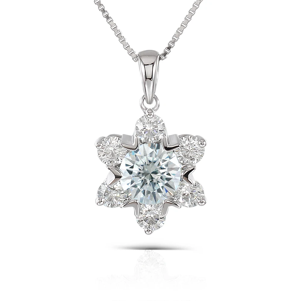 flower shape moissanite brilliant gemstone necklace (6)